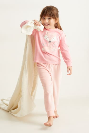 Dzieci - Piżama na zimę - 2 części - jasnoróżowy