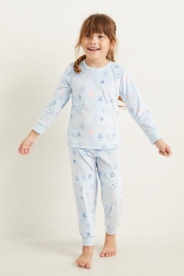Dětské - Zimní pyžamo - 2dílné - se vzorem - světle modrá