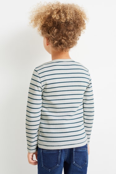 Enfants garçons - Haut à manches longues - à rayures - blanc