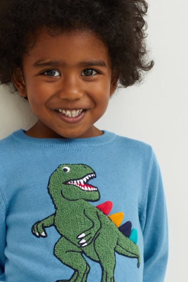 Kinder - Dino - Pullover - blau