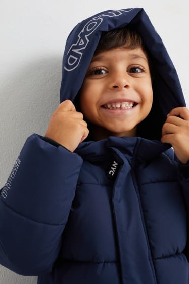 Kinderen: jongens - Gewatteerde jas met capuchon - donkerblauw