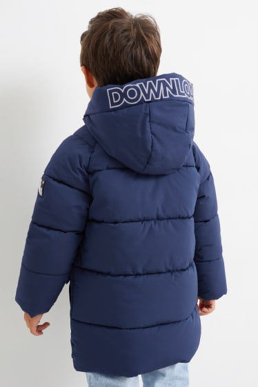 Kinderen: jongens - Gewatteerde jas met capuchon - donkerblauw