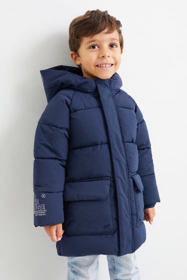 Kinderen: jongens - Gewatteerde jas met capuchon - donkerblauw