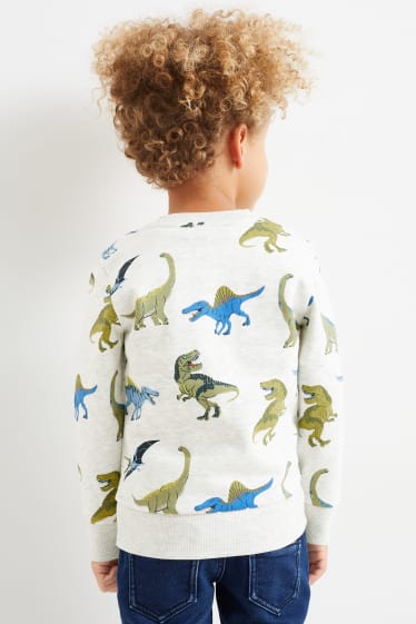 Kinderen: jongens - Dino - sweatshirt - licht grijs-mix