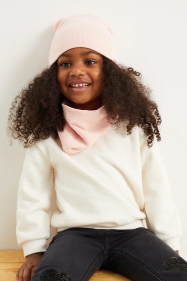 Kinderen: meisjes - Set - muts en colsjaal - 2-delig - roze