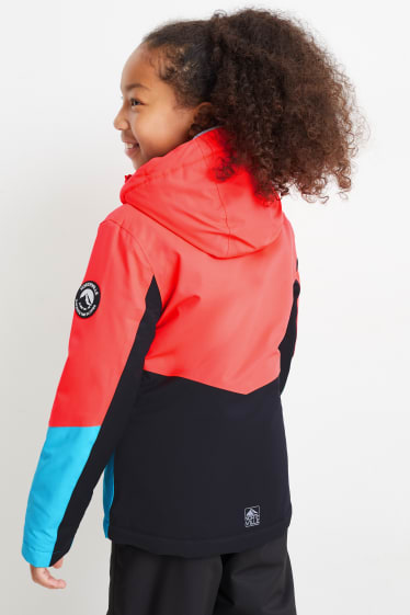 Niños - Chaqueta de esquí con capucha - impermeable - fucsia fosforito