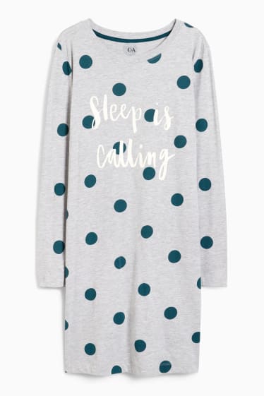 Femmes - Chemise de nuit - à pois - gris clair chiné