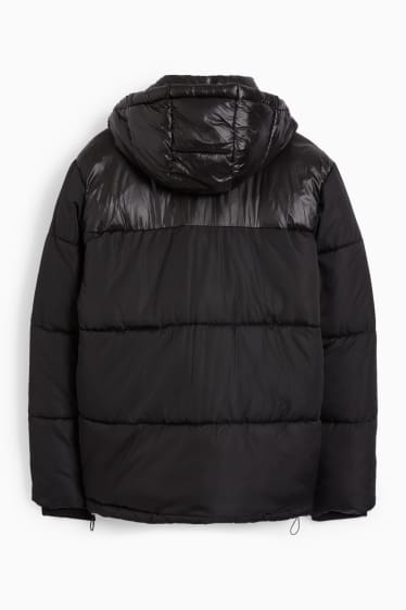 Men - Quilted jacket with hood - black