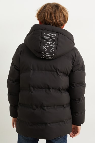 Kinder - Steppjacke mit Kapuze - schwarz