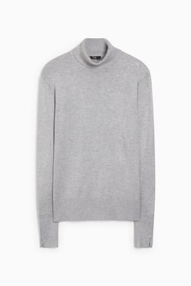 Damen - Basic-Rollkragenpullover - grau