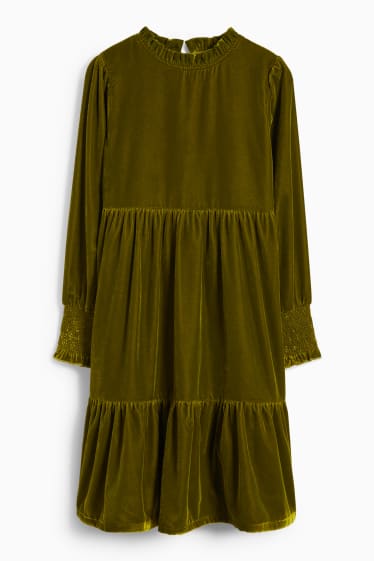 Kinder Mädchen - Samt-Kleid - grün