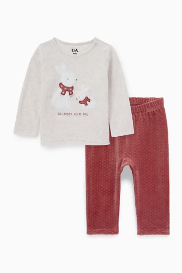 Bébés filles - Petit lapin - pyjama d’hiver pour bébé - 2 pièces - beige