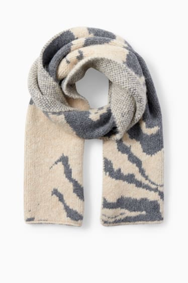 Women - Knitted scarf - light beige