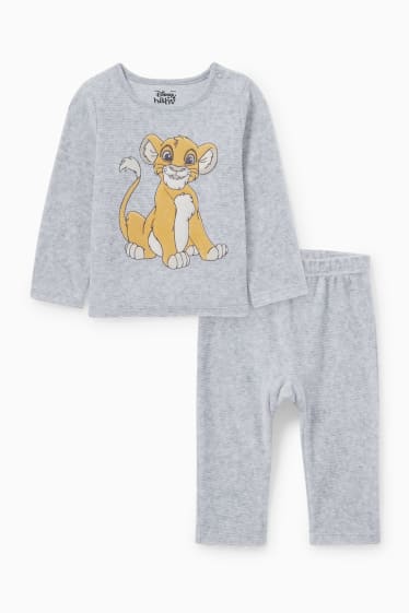 Unisex - Der König der Löwen - Baby-Winterpyjama - 2 teilig - hellgrau-melange