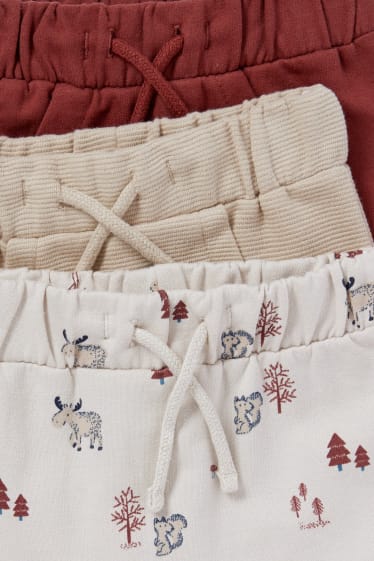 Baby: jongens - Set van 3 - dieren uit het bos - babyjoggingbroek - licht beige