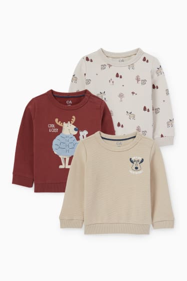 Bebés - Pack de 3 - alces - sudaderas para bebé - beige claro