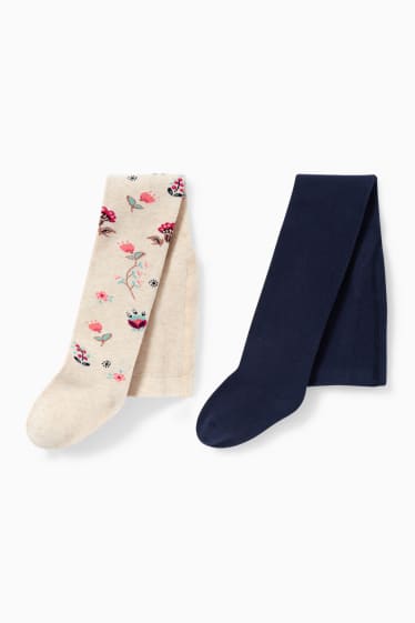 Enfants filles - Lot de 2 paires - collants - bleu foncé