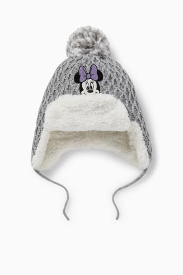 Miminka - Minnie Mouse - pletená čepice pro miminka - světle šedá