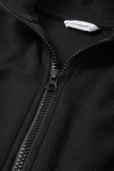 Dona - Dessuadora oberta crop - negre