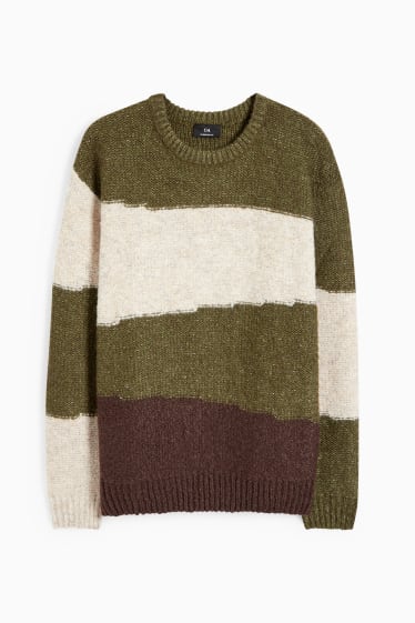 Men - Jumper - green / beige