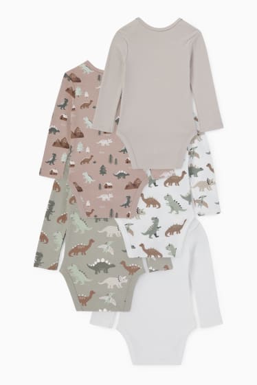 Baby Boys - Multipack of 5 - dinosaur - baby bodysuit - white / gray