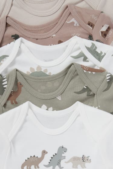 Bebés - Pack de 5 - dinosaurios - bodies para bebé - blanco / gris