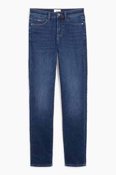 Women - Slim jeans - thermal jeans - mid-rise waist - blue denim