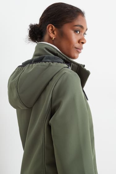 Donna - Cappotto soft shell con cappuccio - verde