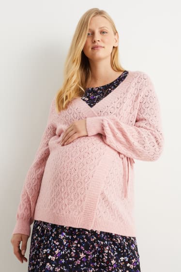 Femei - Cardigan tricotat pentru alăptare - roz