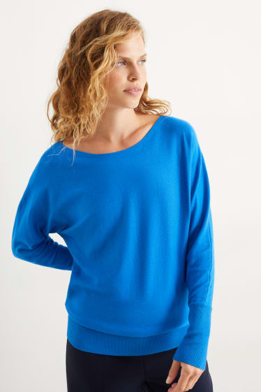 Damen - Feinstrick-Pullover - blau
