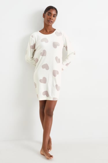 Dona - Camisa de dormir de vellut - estampada - beix clar