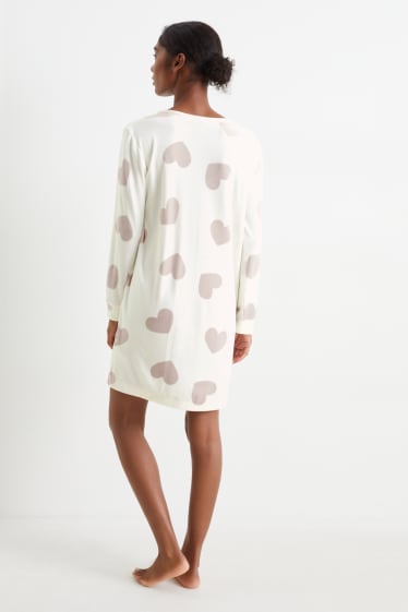Dona - Camisa de dormir de vellut - estampada - beix clar