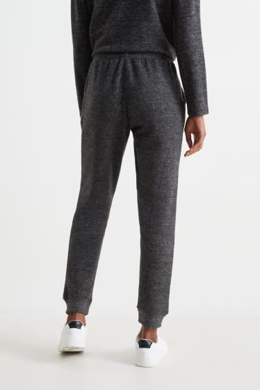 Women - Basic knitted trousers - dark gray melange