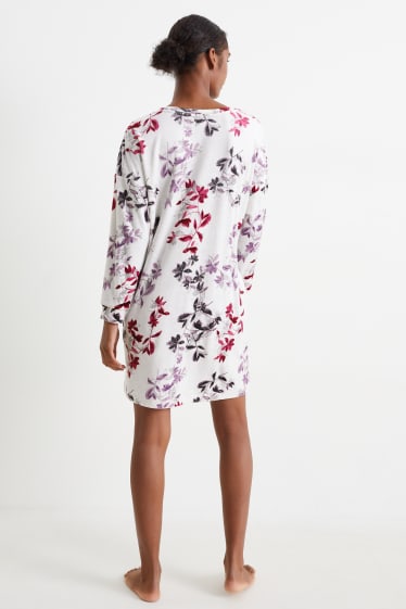 Dona - Camisa de dormir de vellut - de flors - gris clar