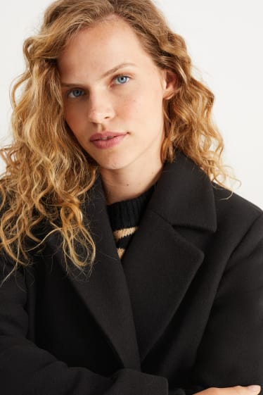 Women - Coat - wool blend - black