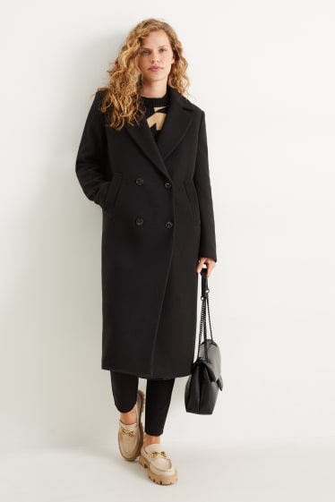 Femmes - Manteau - laine mélangée - noir