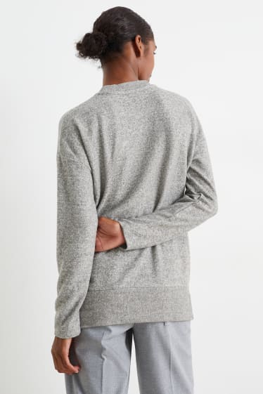 Damen - Basic-Pullover - hellgrau-melange
