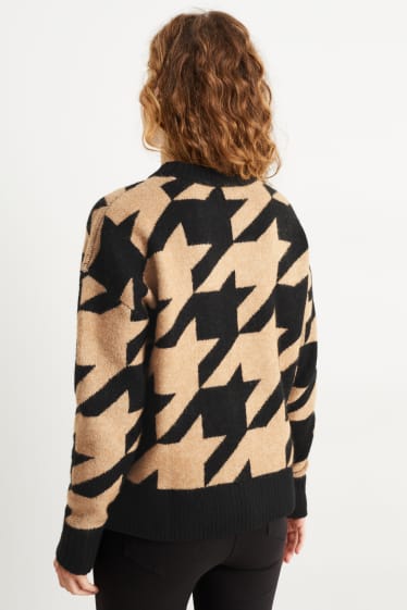 Dames - Trui - met patroon - zwart / beige