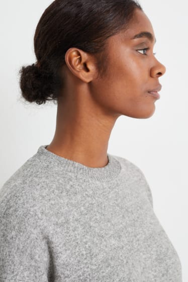 Kobiety - Sweter z linii basic - jasnoszary-melanż
