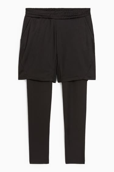 Kinder Buben - Leggings mit Shorts - 2-in-1-Look - schwarz