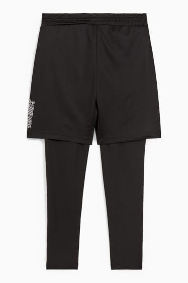 Niños - Leggings con shorts - look 2 en 1 - negro