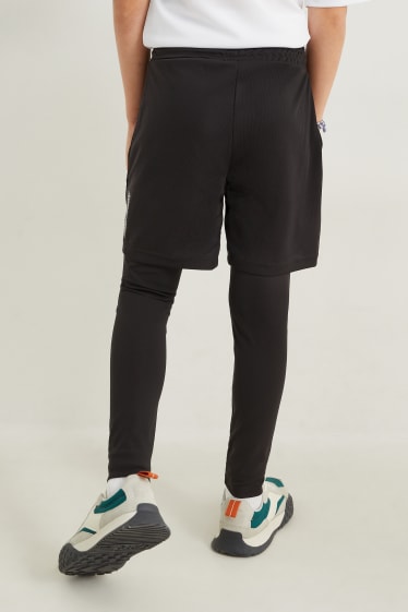 Kinder Buben - Leggings mit Shorts - 2-in-1-Look - schwarz