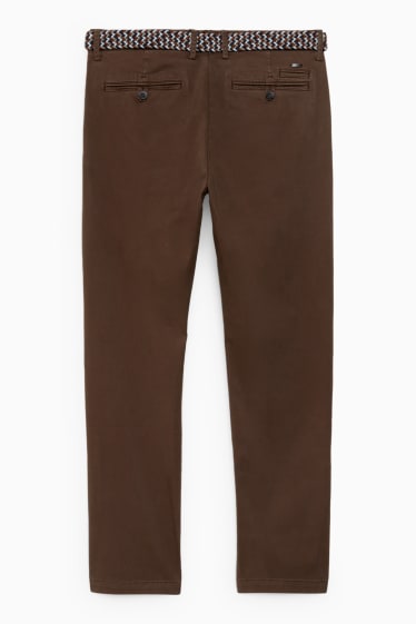 Uomo - Pantaloni chino con cintura - regular fit - marrone scuro