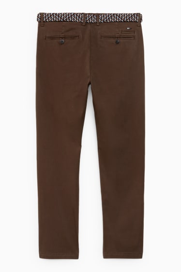 Men - Chinos with belt - regular fit - dark brown