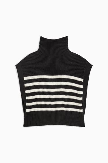 Femei - Vestă pulover - cu dungi - negru