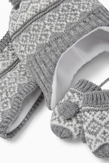 Nadó nen - Conjunt - gorra, bufanda tubular i manyoples per a nadó - 3 peces - blanc/gris