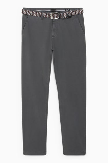 Men - Chinos with belt - regular fit - dark gray