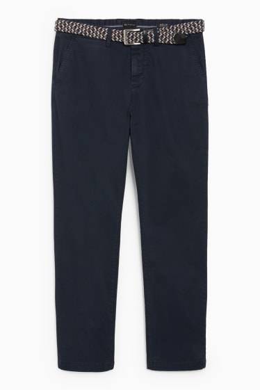 Bărbați - Chino cu curea - regular fit - albastru închis