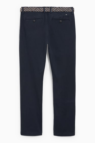 Bărbați - Chino cu curea - regular fit - albastru închis