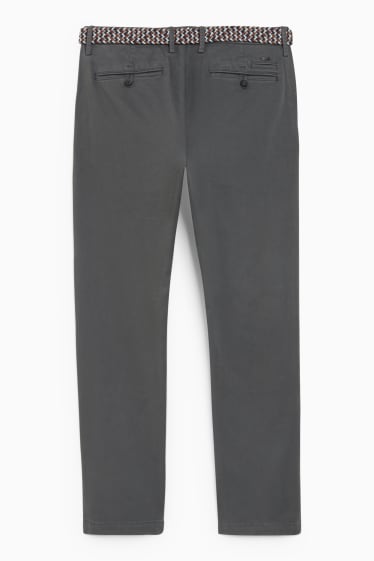 Herren - Chino mit Gürtel - Regular Fit - dunkelgrau